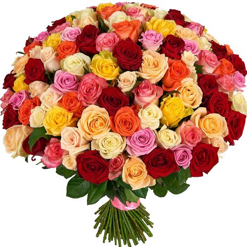 Букет из 101-ой разноцветной розы с доставкой по Всеволожску